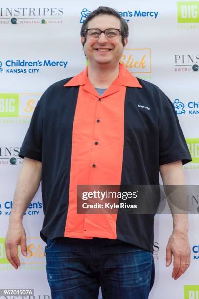 Eugene Mirman walks the Red Carpet before participating in bowling at Pinstripes during the Big Slick Celebrity Weekend benefitting Children's Mercy...