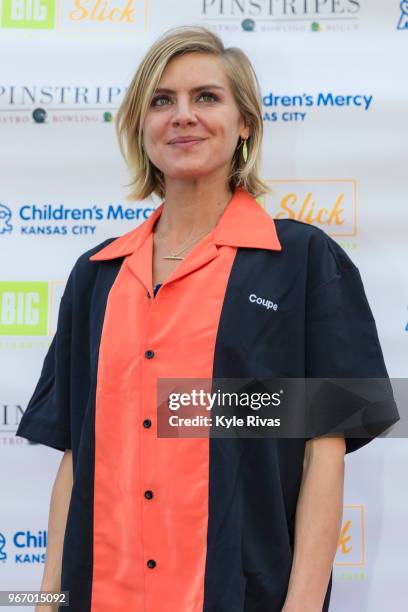 Eliza Coupe walks the Red Carpet before participating in bowling at Pinstripes during the Big Slick Celebrity Weekend benefitting Children's Mercy...