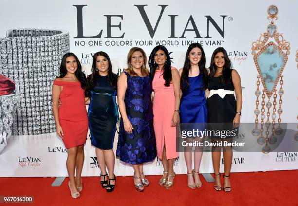 Chloe LeVian, Alexa LeVian, Elizabeth LeVian, Miranda LeVian, Lexy LeVian and Naomi LeVian attend the Le Vian 2019 Red Carpet Revue at the Mandalay...