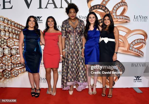 Alexa LeVian, Chloe LeVian, singer Macy Gray, Lexy LeVian and Naomi LeVian attend the Le Vian 2019 Red Carpet Revue at the Mandalay Bay Convention...