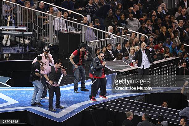 The capella singing group Nota performs during the NBA All-Star Game as part of the 2010 NBA All-Star Weekend at Cowboys Stadium on February 14, 2010...