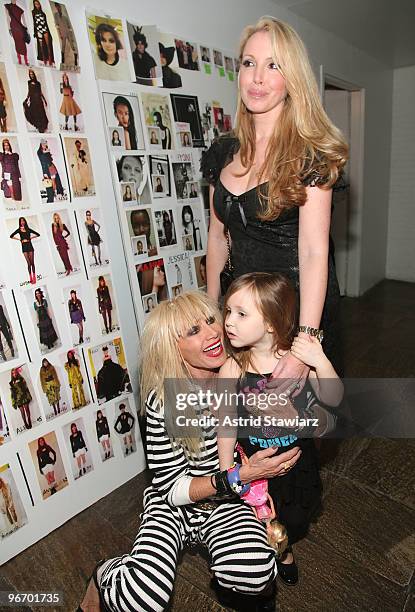 Designer Betsey Johnson, Lulu Johnson and Layla Johnson backstage at the Betsey Johnson Fall 2010 Fashion Show during Mercedes-Benz Fashion Week at...