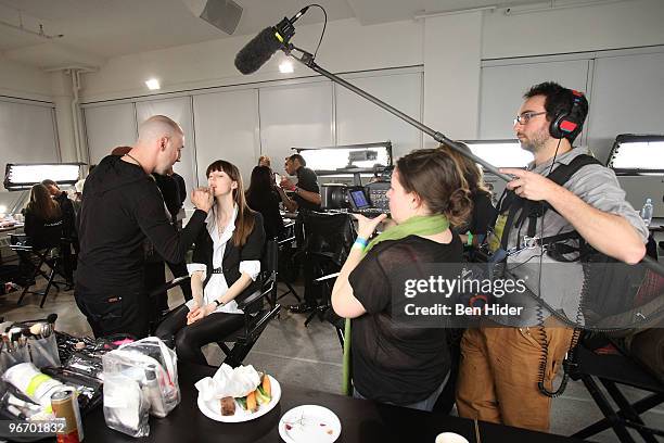 General view backstage at the Erin Fetherston Fall/Winter 2010 fashion show at Milk Studios on February 14, 2010 in New York City.