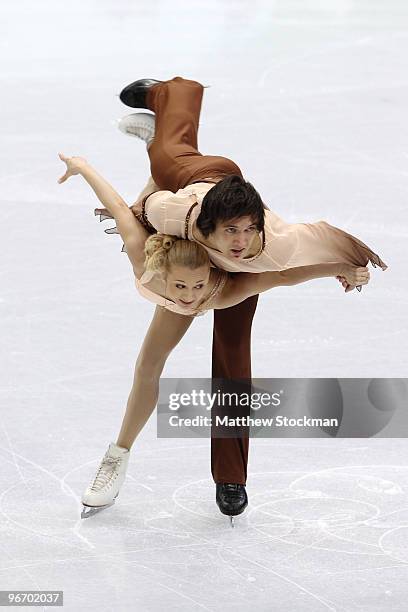 Maria Mukhortova and Maxim Trankov of Russia compete in the figure skating pairs short program on day 3 of the Vancouver 2010 Winter Olympics at...