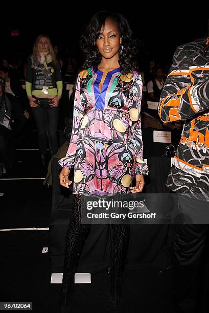 Actress Nicole Robinson Galicia attends the Custo Barcelona Fall 2010 during Mercedes-Benz Fashion Week at Bryant Park on February 14, 2010 in New...