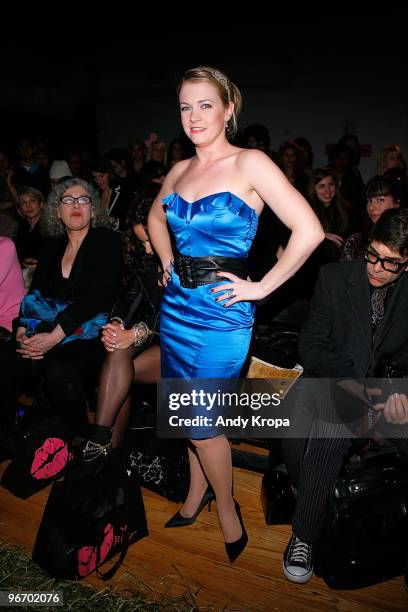 Melissa Joan Hart attends the Betsey Johnson Fall 2010 fashion show during Mercedes-Benz Fashion Week at Altman Building on February 14, 2010 in New...