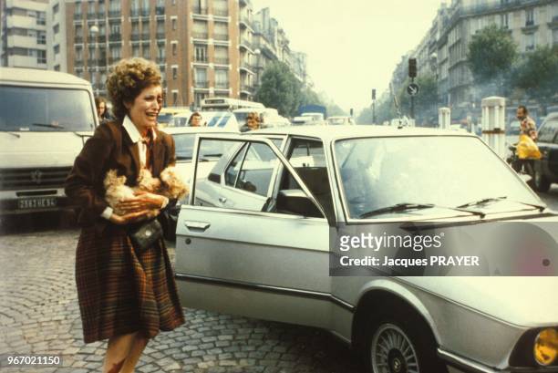 Caroline Aguilar lors du tournage du film 'Mesrine' realise par Andre Genoves le 26 janvier 1984 a Paris, France.