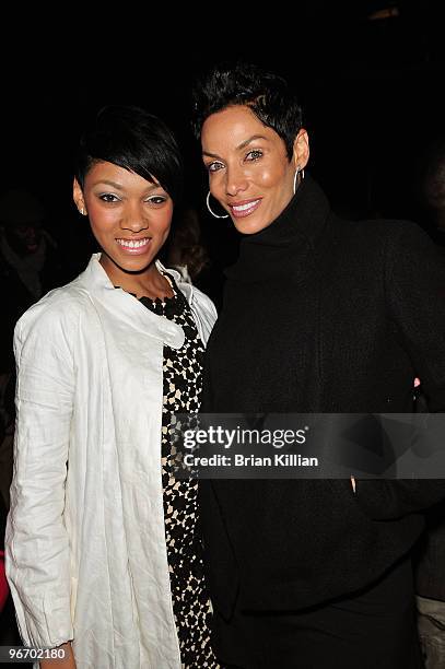 Bria Murphy and Nicole Murphy attend Rachel Roy Fall 2010 during Mercedes-Benz Fashion Week at Cedar Lake Studios on February 14, 2010 in New York...