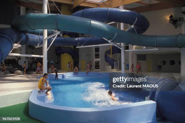 Le centre aquatique Aqualand, 23 juillet 1988 à Toulouse, France.
