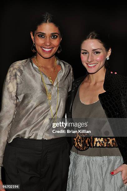 Designer Rachel Roy and TV personality Olivia Palermo attend Rachel Roy Fall 2010 during Mercedes-Benz Fashion Week at Cedar Lake Studios on February...