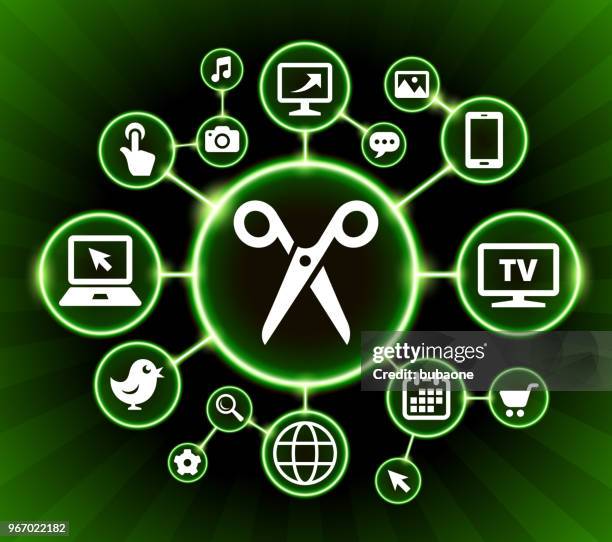 scissors internet communication technology dark buttons background - scissors cutting background stock illustrations