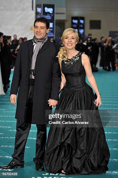 Spanish Cayetana Guillen Cuervo and husband attends Goya awards 2010 photocall at "Palacio de Congresos" on February 14, 2010 in Madrid, Spain.