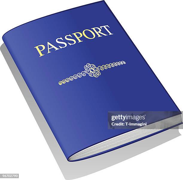 stockillustraties, clipart, cartoons en iconen met blue passport - politieverklaring