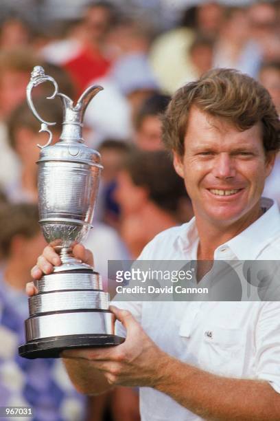 Tom Watson of the USA holds aloft the Claret Jug after winning the British Open played at the Royal Birkdale Golf Club in Southport, England. \...
