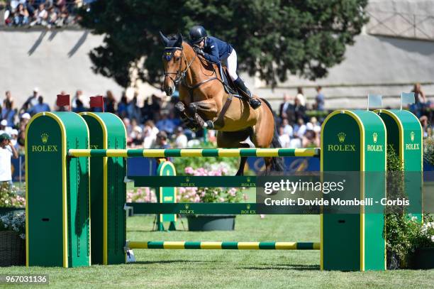 Malin BARYARD JOHNSSON of Sweden, riding H&M Indiana during Banca Intesa Nations Cup CSIO Rolex Piazza di Siena on May 25, 2018 in Villa Borghese...