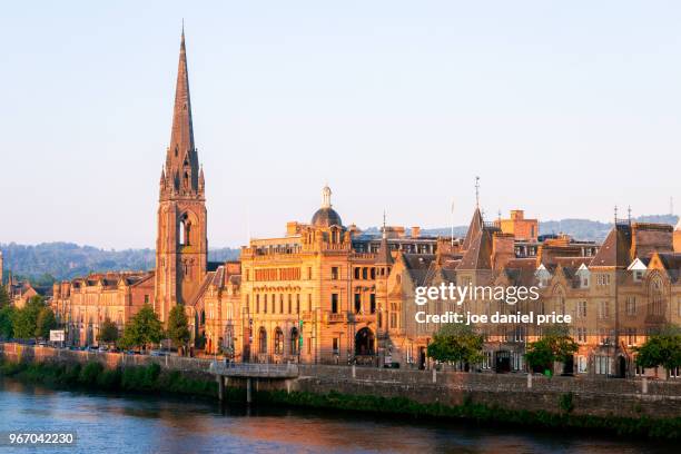 skyline, st matthews church of scotland, perth, scotland - perth landmarks stock pictures, royalty-free photos & images