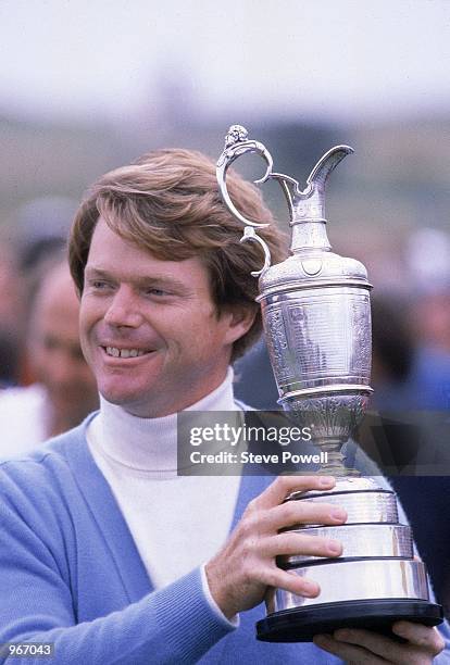 Tom Watson of the USA holds aloft the Claret Jug after winning the British Open played at Muirfield in Scotland. \ Mandatory Credit: Steve Powell...