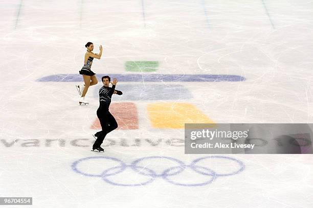 Jessica Dube and Bryce Davison of Canada compete in the figure skating pairs short program on day 3 of the Vancouver 2010 Winter Olympics at Pacific...