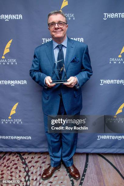 Nathan Lane recives the award for oautstanding featured actor in a play with "Angels in America" during the 2018 Drama Desk Awards arrivals at the...