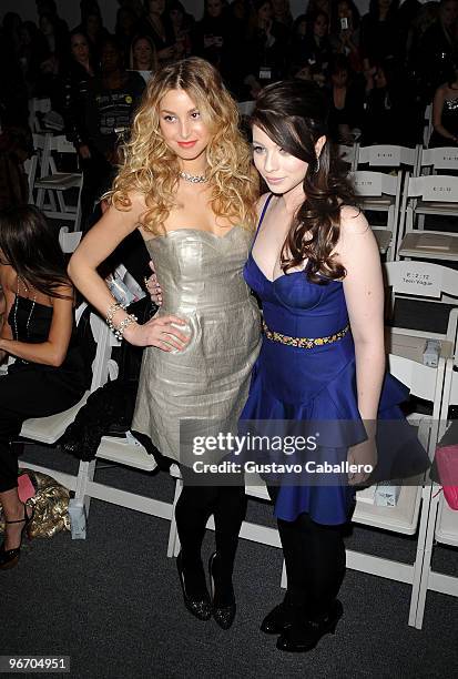 Personality Whitney Port and actress Michelle Trachtenberg attend Mercedes-Benz Fashion Week at Bryant Park on February 14, 2010 in New York, New...