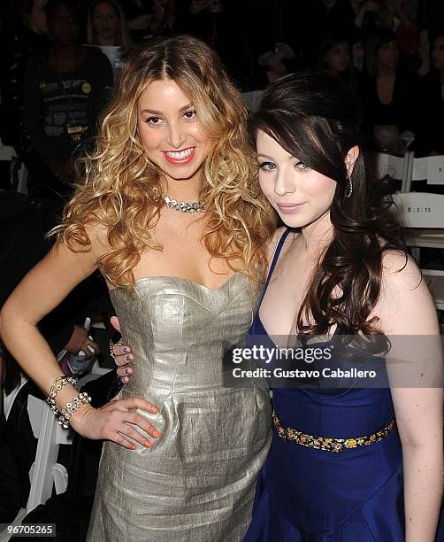 Personality Whitney Port and actress Michelle Trachtenberg attend Mercedes-Benz Fashion Week at Bryant Park on February 14, 2010 in New York, New...