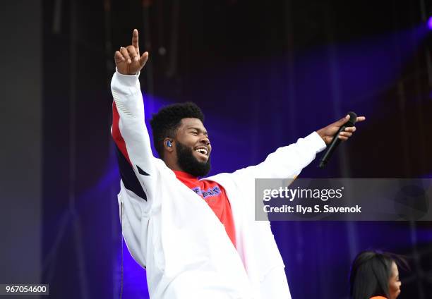 Khalid performs during 2018 Governors Ball Music Festival - Day 3 on June 3, 2018 in New York City.