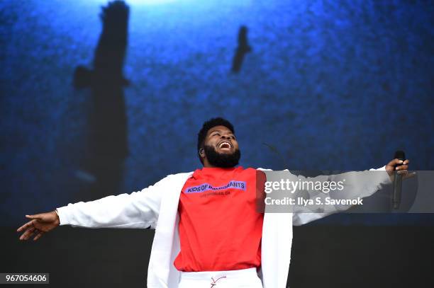 Khalid performs during 2018 Governors Ball Music Festival - Day 3 on June 3, 2018 in New York City.