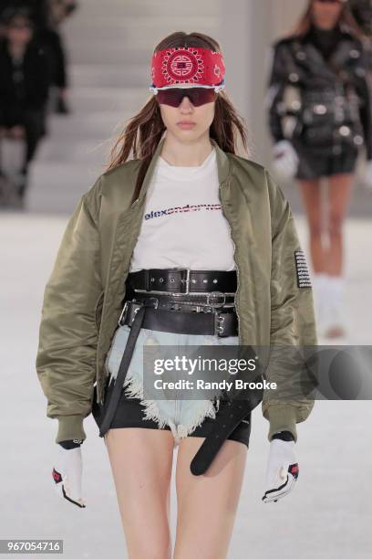 Model walks the runway during the Alexander Wang Resort Runway show June 2018 New York Fashion Week on June 3, 2018 in New York City.