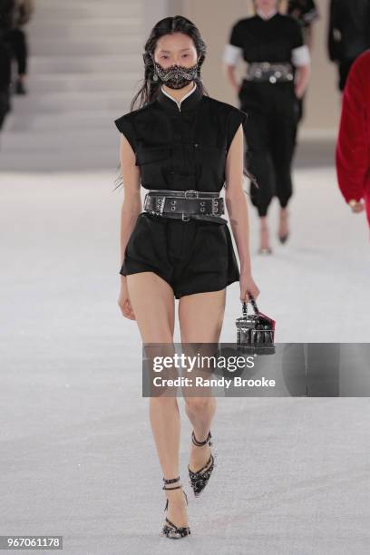 Model walks the runway during the Alexander Wang Resort Runway show June 2018 New York Fashion Week on June 3, 2018 in New York City.