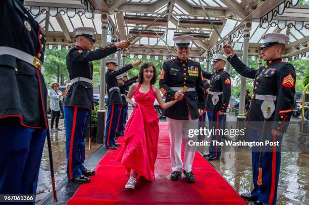 Jennifer Sroka and her dad Richard Sroka arrive for the 13th annual National Capital Area Cinderella Ball, a prom for children with a disability or a...
