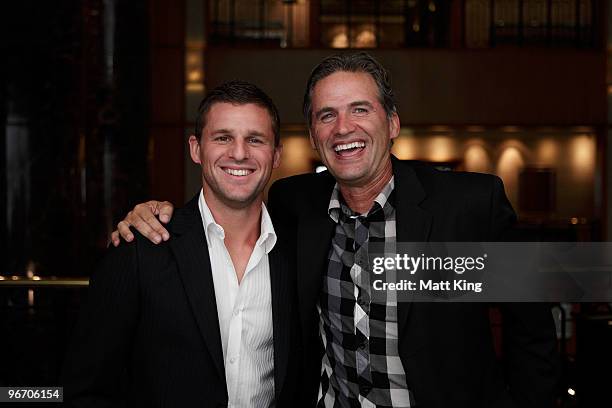 Jason Culina of Gold Coast United and coach Miron Bleiberg pose during the 2010 A-League Finals Series Launch at the Sheraton on the Park Hotel on...