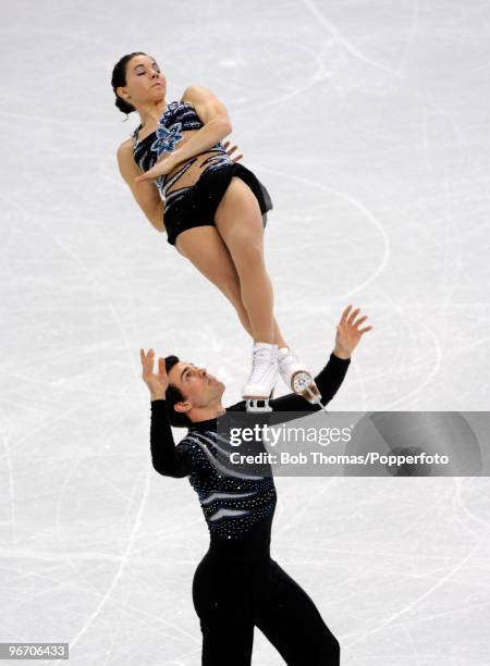 Jessica Dube and Bryce Davison of Canada compete in the figure skating pairs short program on day 3 of the Vancouver 2010 Winter Olympics at Pacific...