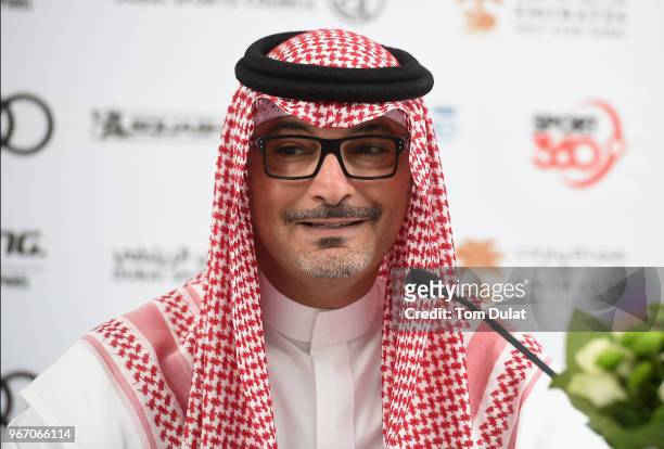 Chairman, Ziad Al-Turki speaks during the press conference prior to the ATCO PSA Dubai World Series Finals which will be played from 5-9 June at the...
