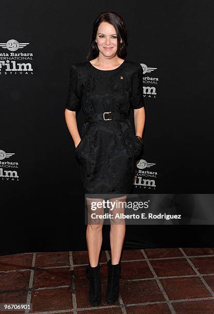 Actress Jacinda Barrett arrives at the Santa Barbara International Film Festival closing night screening of "Middle Men" on February 14, 2010 in...
