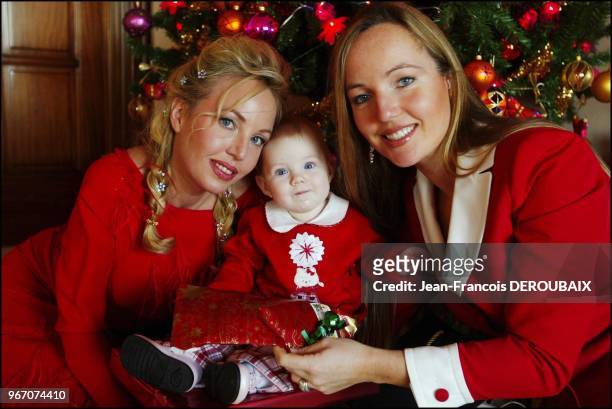 Princess Camilla of Bourbon-Two Sicilies with her daughter, the infant Princess Maria Carolina, and her sister, Cristiana Crociani, 20th December...