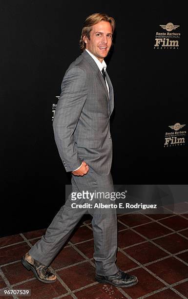 Actor Gabriel Macht arrives at the Santa Barbara International Film Festival closing night screening of "Middle Men" on February 14, 2010 in Santa...