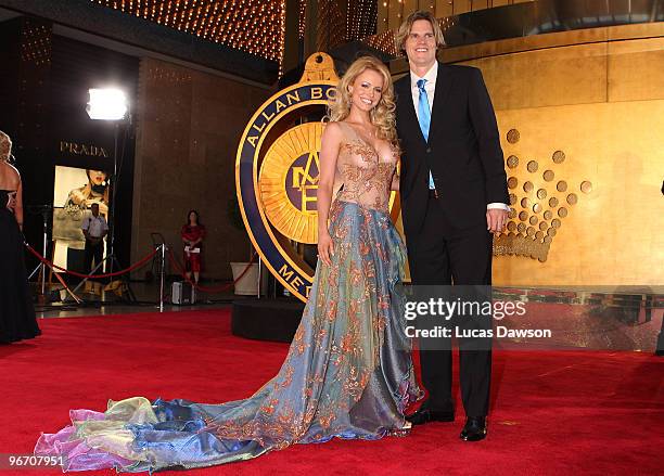 Nathan Bracken and partner Haley Bracken arrive at the 2010 Allan Border Medal at Crown Casino on February 15, 2010 in Melbourne, Australia.