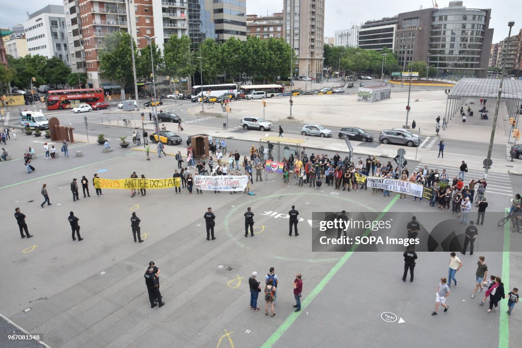 Policemen seen looking at the protesters during the...