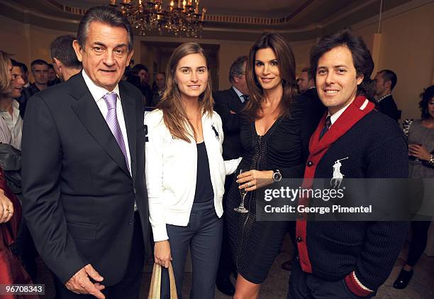 President of OMEGA Stephen Urquhart, Lauren Bush, OMEGA Brand Ambassador Cindy Crawford and David Lauren attend the OMEGA Cocktail Celebration at the...