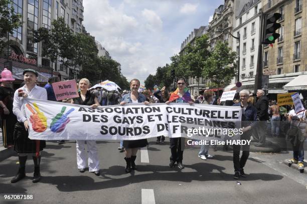 Defile annuel de la 'Marche des Fiertes' qui s'est d'abord appelee Gay Pride, puis la Lesbian and Gay Pride, puis LGBT Pride pour finalement...