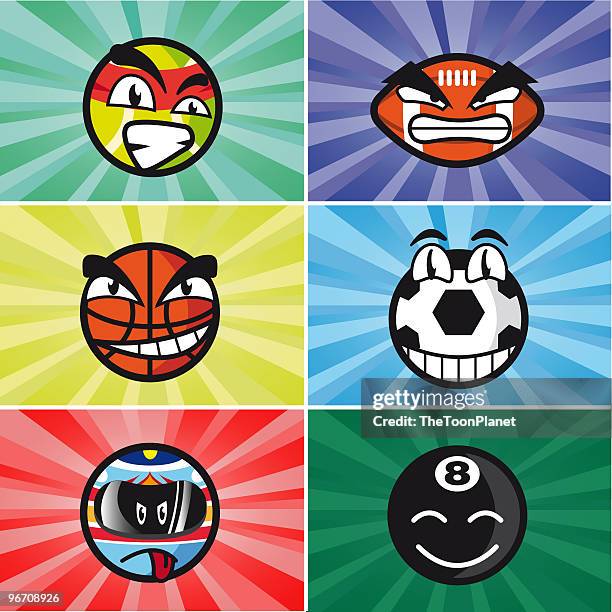 sports cartoon balls - snooker ball stock illustrations