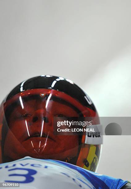 Germany's Felix Loch takes the start of the men's Luge Singles run at Whistler Sliding Center on February 13, 2010 during the Vancouver Winter...