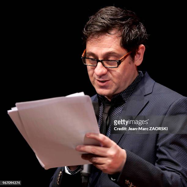 Olivier Py, dramaturge, comédien, réalisateur et metteur en scène français, directeur du Festival d'Avignon, au cours de la conférence de presse de...