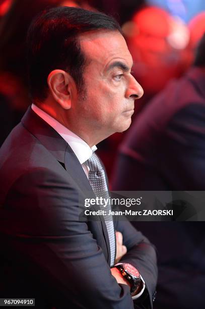 Carlos Ghosn, industriel franco-libano-bresilien président-directeur général du groupe Renault et de Nissan, pendant le Mondial de l'Automobile, a...