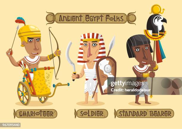 stockillustraties, clipart, cartoons en iconen met oude egypte tekens instellen - chariot