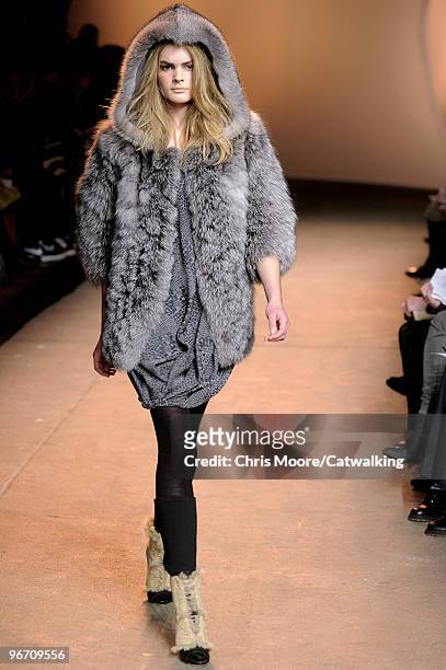 Model walks down the runway during the Thakoon fashion show, part of New York city Fashion Week, New York on February 14, 2010 in New York, New York.