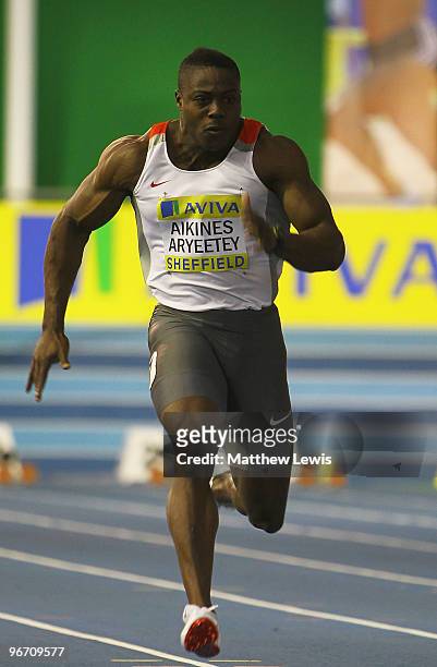 Harry Aikines Aryeetey of Sutton and Distrcit in action during the Mens 60m heats during the first day of the AVIVA World Trials and UK Championships...