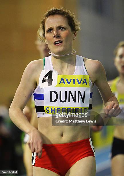 Laura Dunn of Edinburgh in action during the Womens 1500m Final during the second day of the AVIVA World Trials and UK Championship at EIS on...