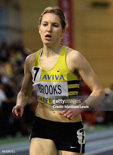 Hannah Brooks of Crawley in action during the Womens 1500m Final during the second day of the AVIVA World Trials and UK Championship at EIS on...