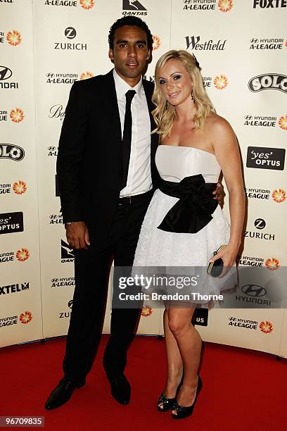 Paul Ifill and Eleanor Issac arrive for the 2010 A-League Awards at The Ivy on February 15, 2010 in Sydney, Australia.